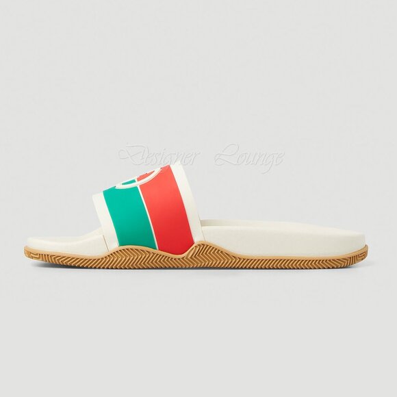 NEW GUCCI Women's Agrado Interlocking G Logo Cream Rubber Slides EU 38 US 8 - Picture 3 of 16